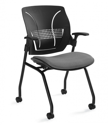 Global Roma Polypropylene Medium Back - Flip Seat Nesting Chair W/Arms #1900