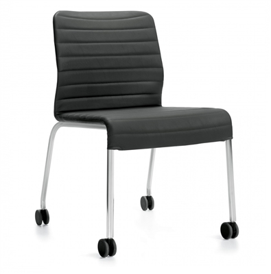 Global Lite Armless Upholstered Four Legged Chair w/Casters #5950C