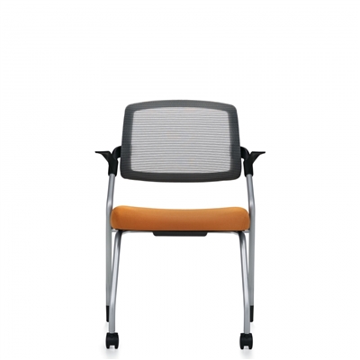 Global Spritz Flip Seat Nesting Chair w/Arms & Front Casters #6765FC