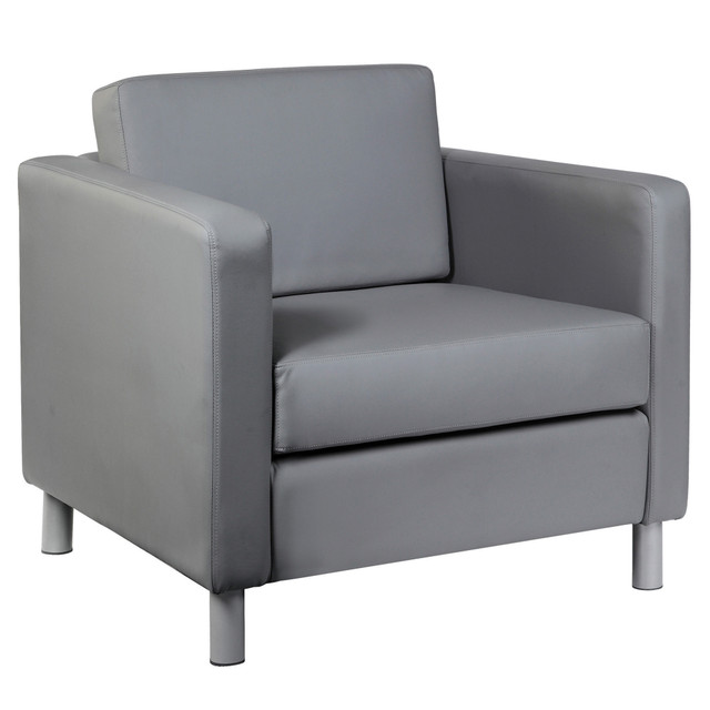 Office Source Define Club Chair in Gray Faux Leather