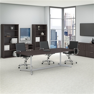 BBF 96W x 42D Boat Shaped Conference Table with Metal Base