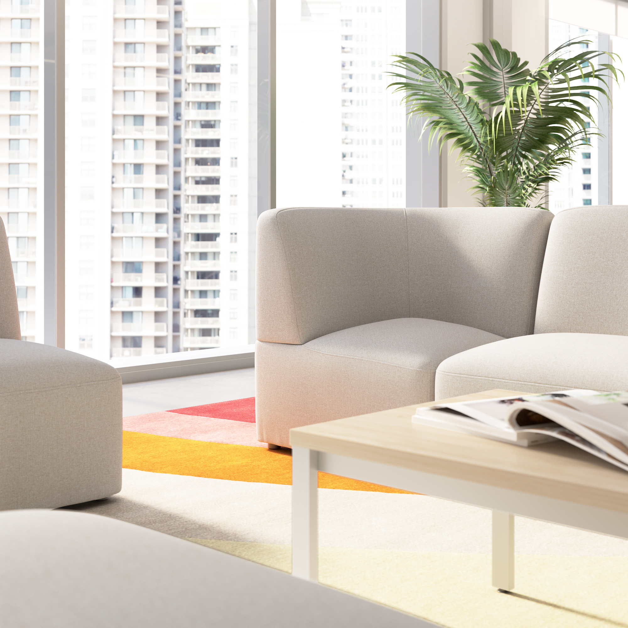 BBF Assemble Modular Corner Lounge Chair in Oat Fabric