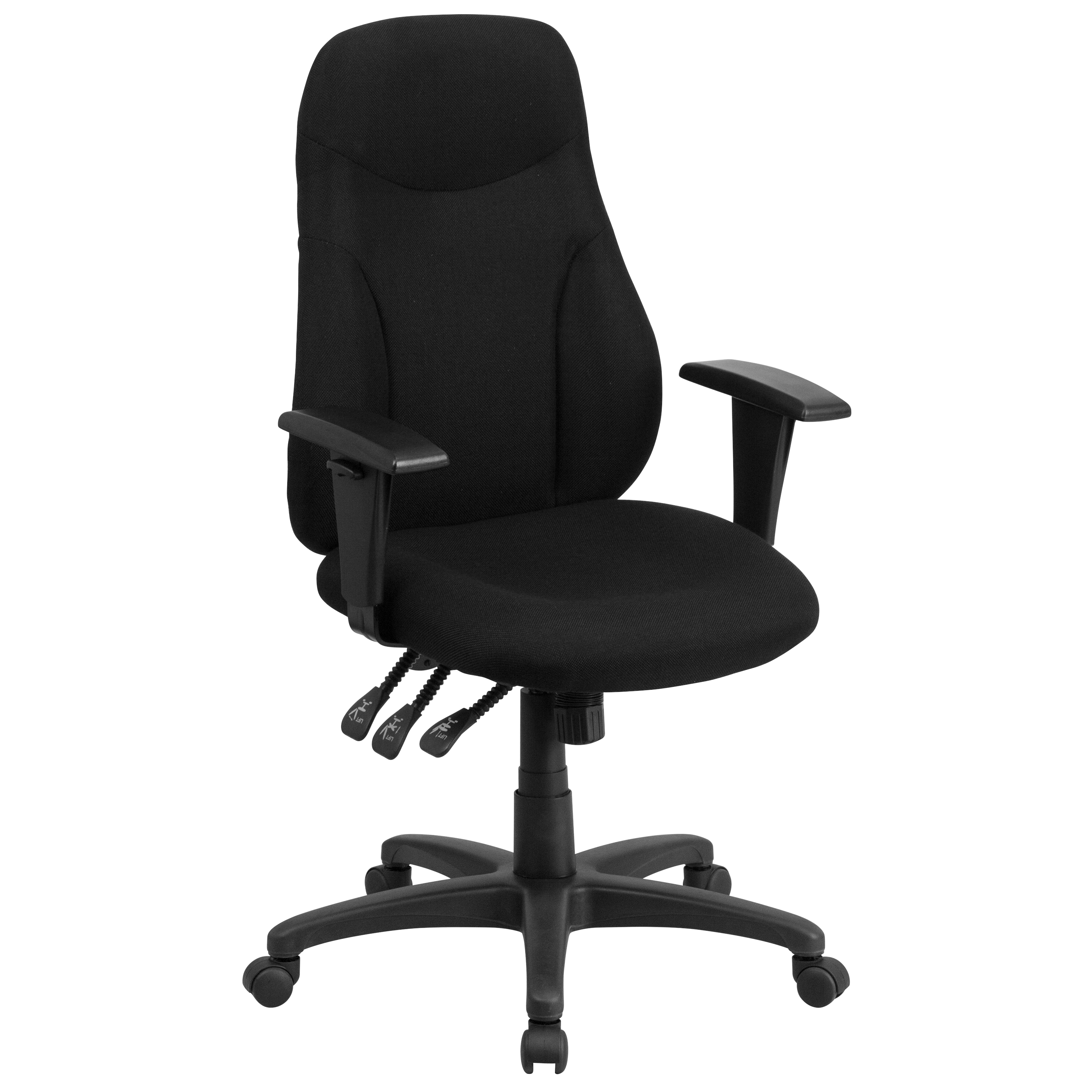 Flash High Back Black Fabric Multifunction Swivel Ergonomic Task Office Chair with Adjustable Arms - BT-90297H-A-GG 