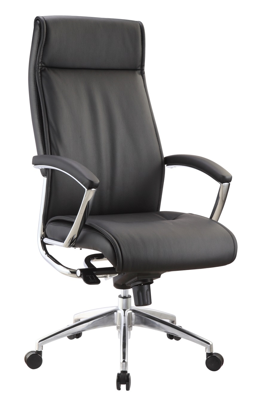 Corp Design Alto Black Leather High Back Chair w/Fixed Arms 