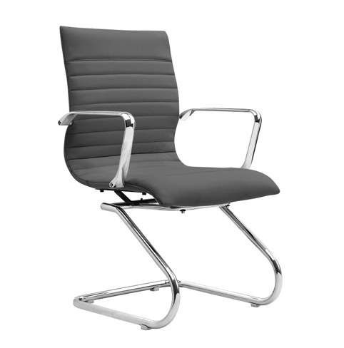 Corp Design Zetti Grey Leather Executive Guest Chair     
