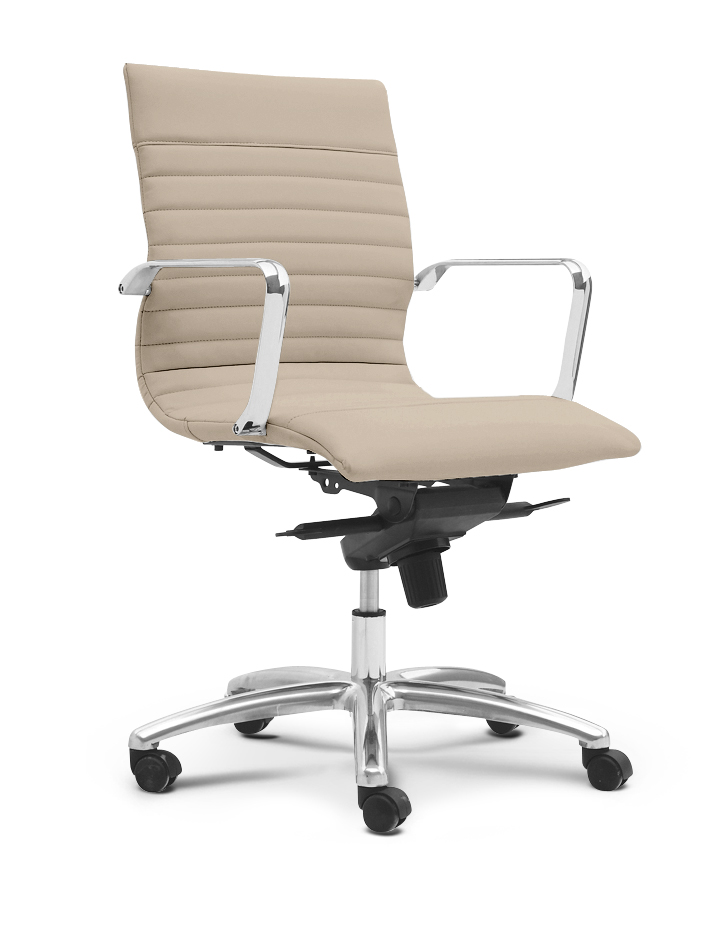 Corp Design Zetti Sand Leather Executive Mid Back Chair  