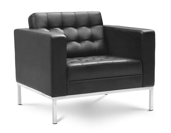 Corp Design Leather Piazza Lounge Chair - Black