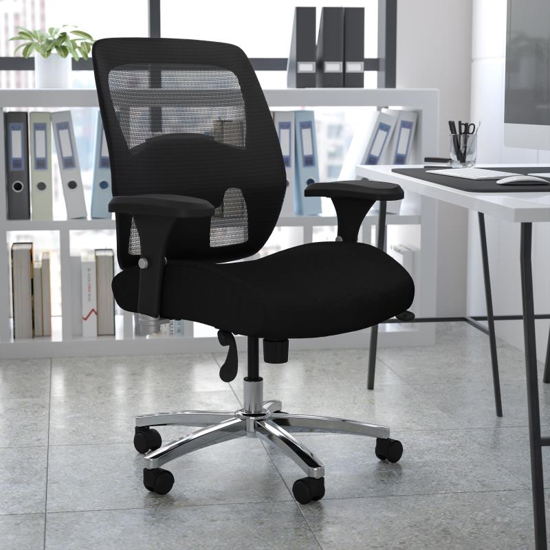 Flash HERCULES Series 24/7 Intensive Use Big & Tall 500 lb. Rated Black Mesh Executive Ergonomic Office Chair with Ratchet Back [GO-99-3-GG]