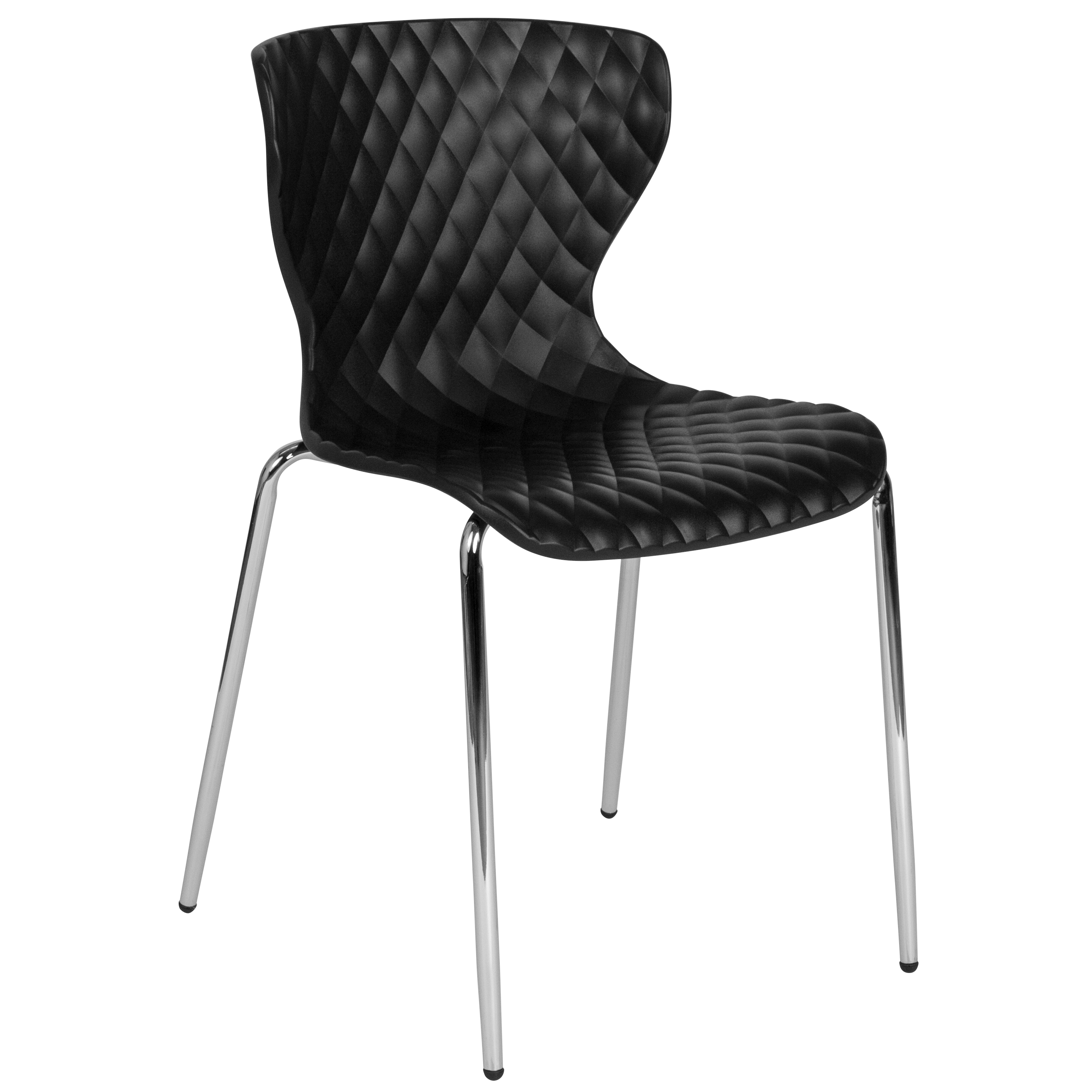 Flash Lowell Contemporary Design Black Plastic Stack Chair - LF-7-07C-BLK-GG