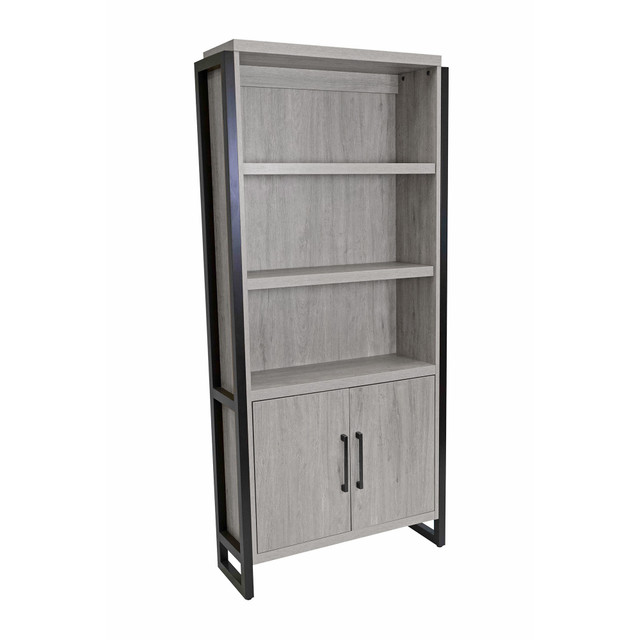Office Source Artisan Series Bookcase w/Doors - Cement Finish MNC3678DCT