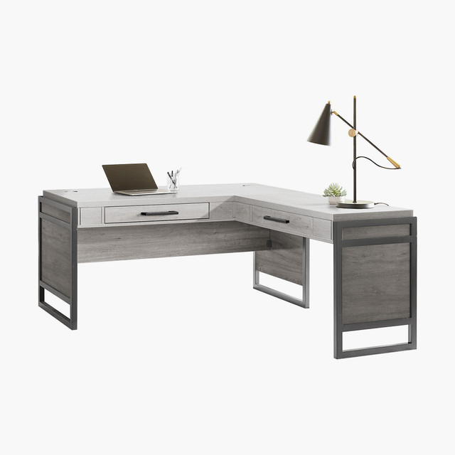 Office Source Artisan Series L-Shape Desk w/Right Return - Cement Finish MNC386RCT
