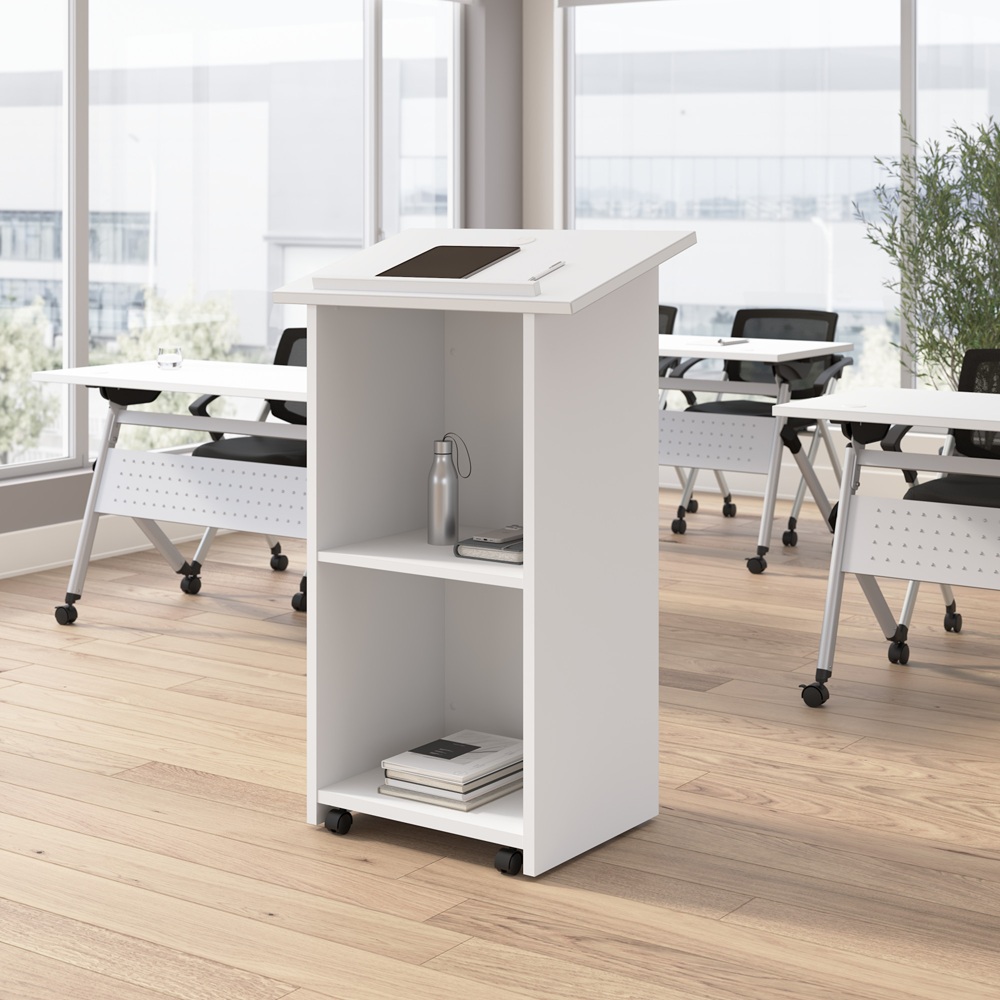 Bush Business Furniture Envision Stand Up Lectern - White