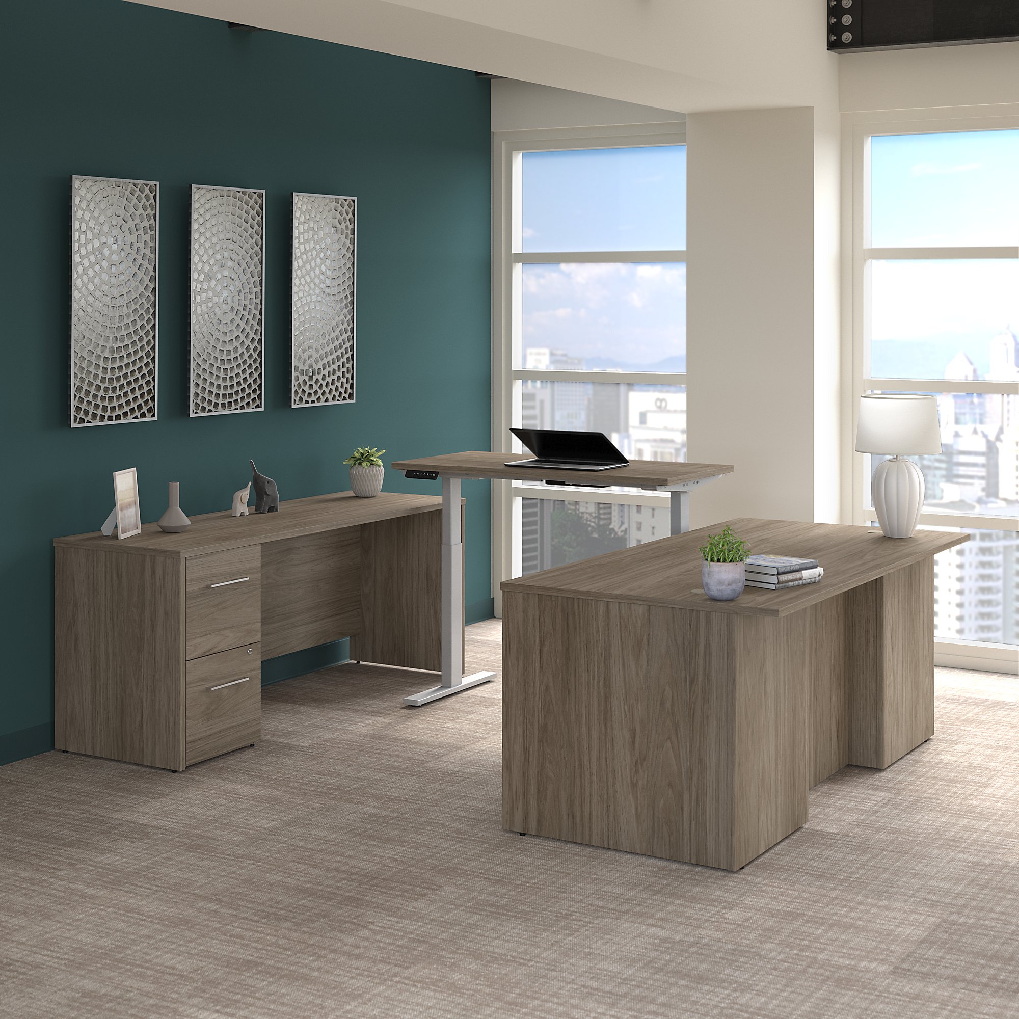 BBF Office 500 72W Height Adjustable U Shaped Executive Desk with Drawers