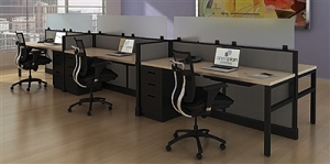 Open Plan 6 Pack 2' x 6' Monolithic Workstations - TYPICAL 17