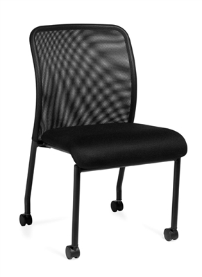 OTG Armless Mesh Back Guest Chair With Casters #OTG11761B