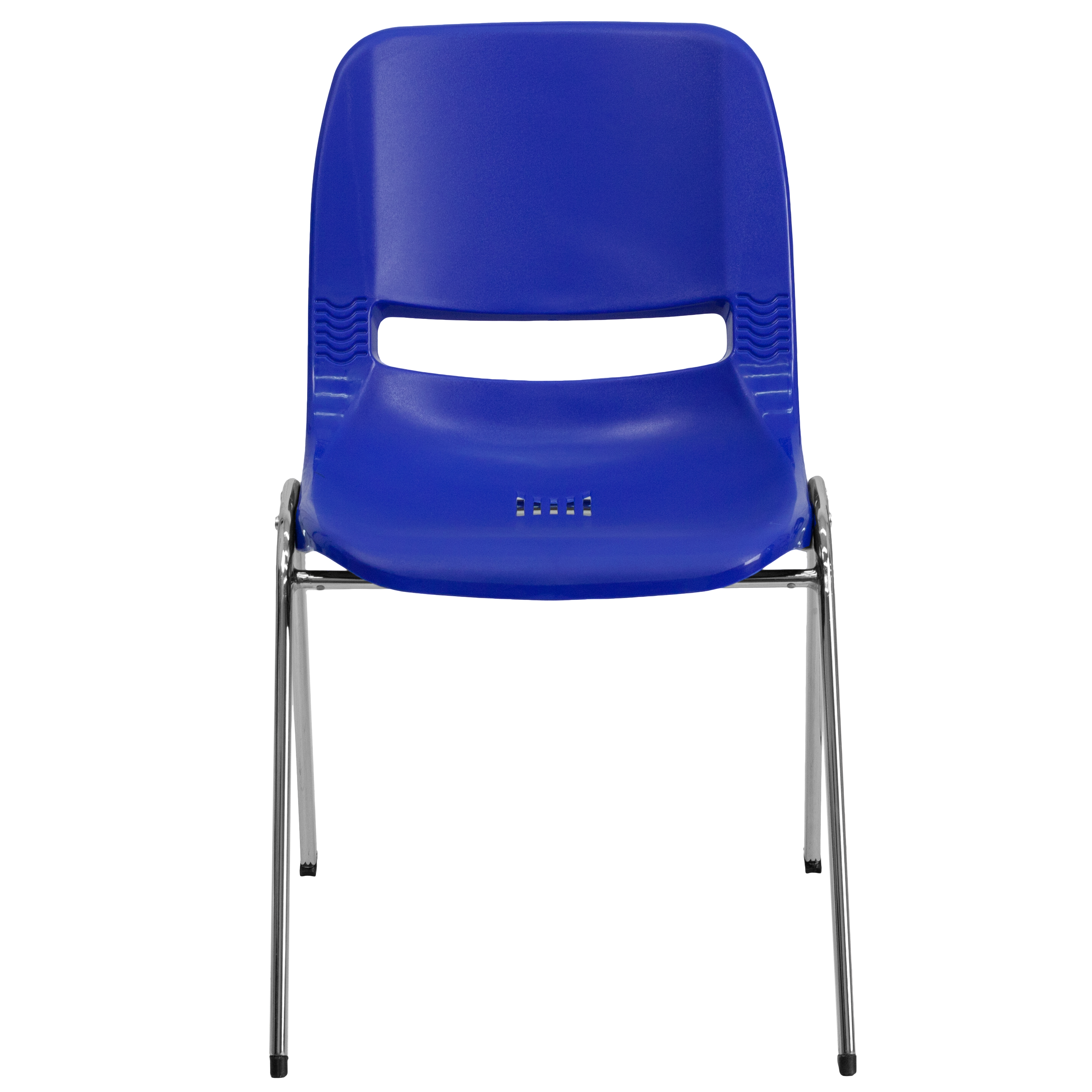 Flash HERCULES Series 880 lb. Capacity Navy Ergonomic Shell Stack Chair with Chrome Frame and 18'' Seat Height - RUT-18-NVY-CHR-GG 