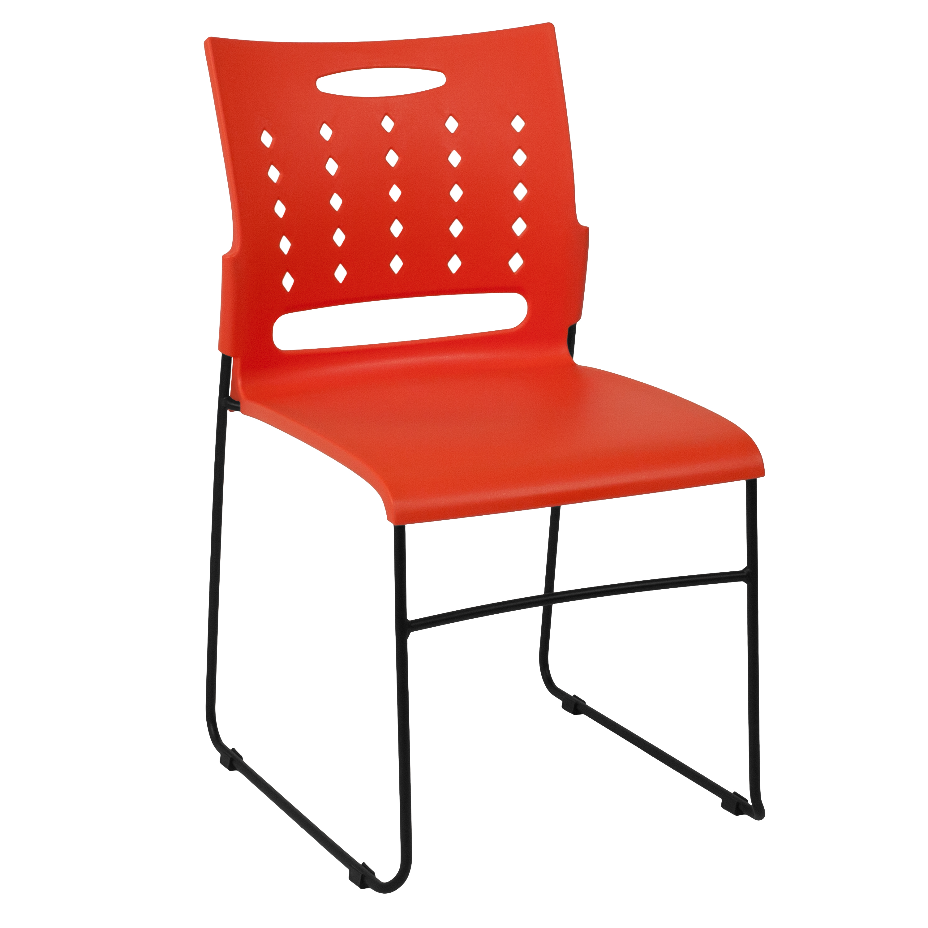 Flash HERCULES Series 881 lb. Capacity Orange Sled Base Stack Chair with Air-Vent Back - RUT-2-OR-GG   