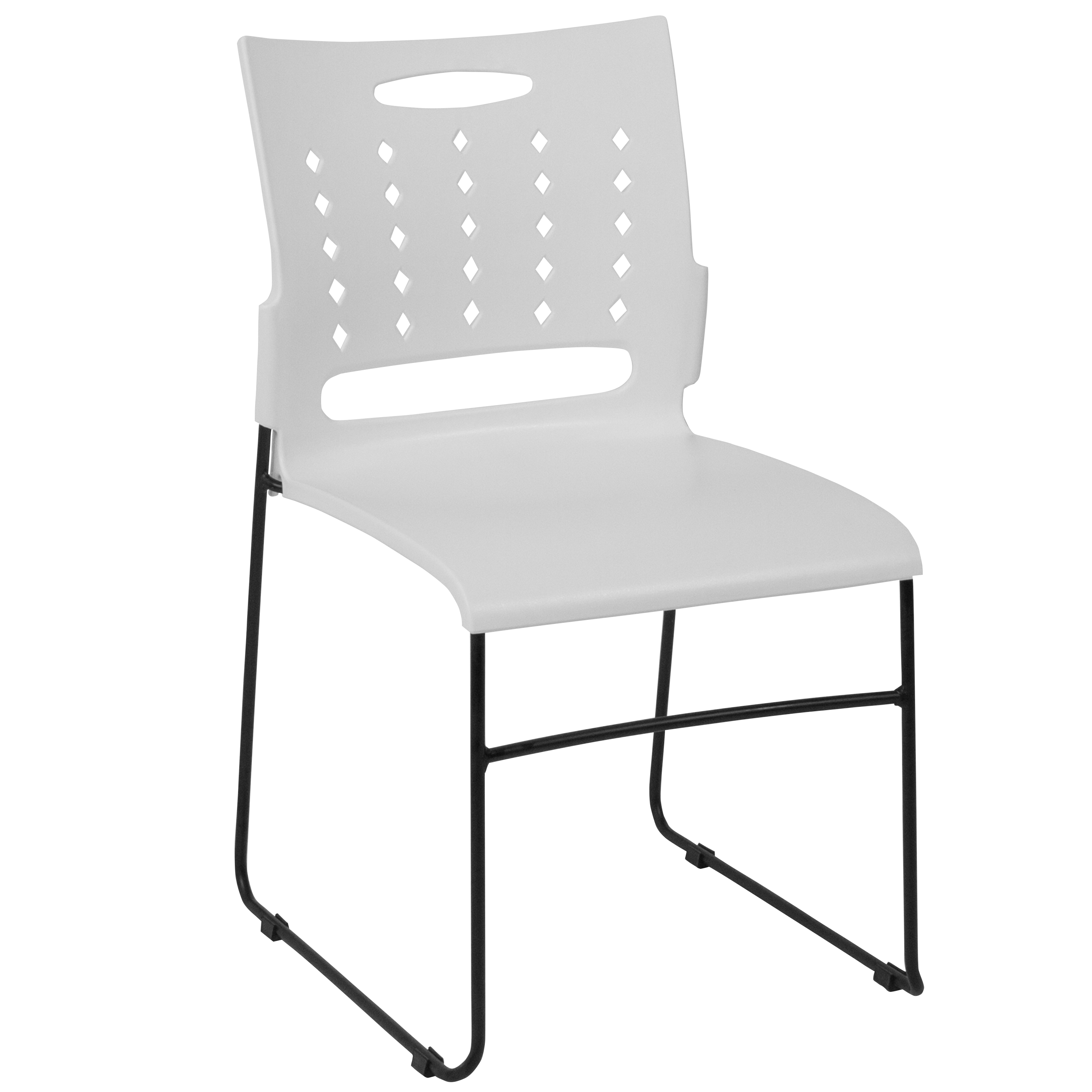 Flash HERCULES Series 881 lb. Capacity White Sled Base Stack Chair with Air-Vent Back - RUT-2-WH-GG 