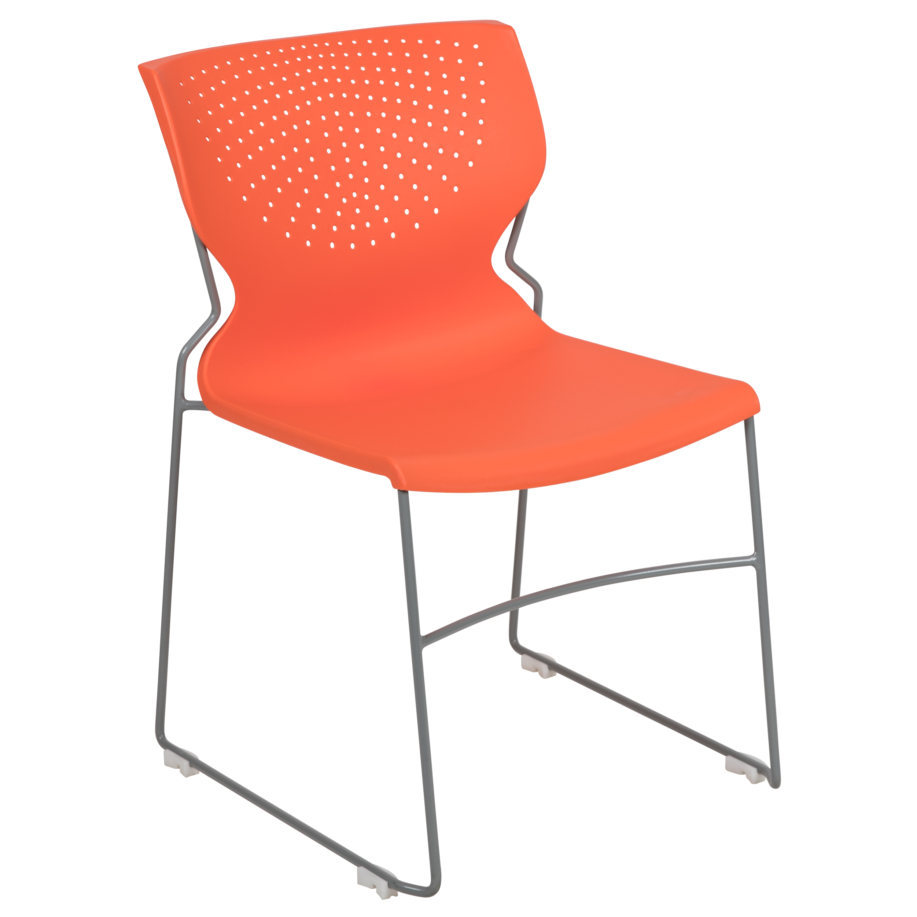 Flash HERCULES Series 661 lb. Capacity Orange Full Back Stack Chair with Gray Powder Coated Frame - RUT-438-OR-GG   