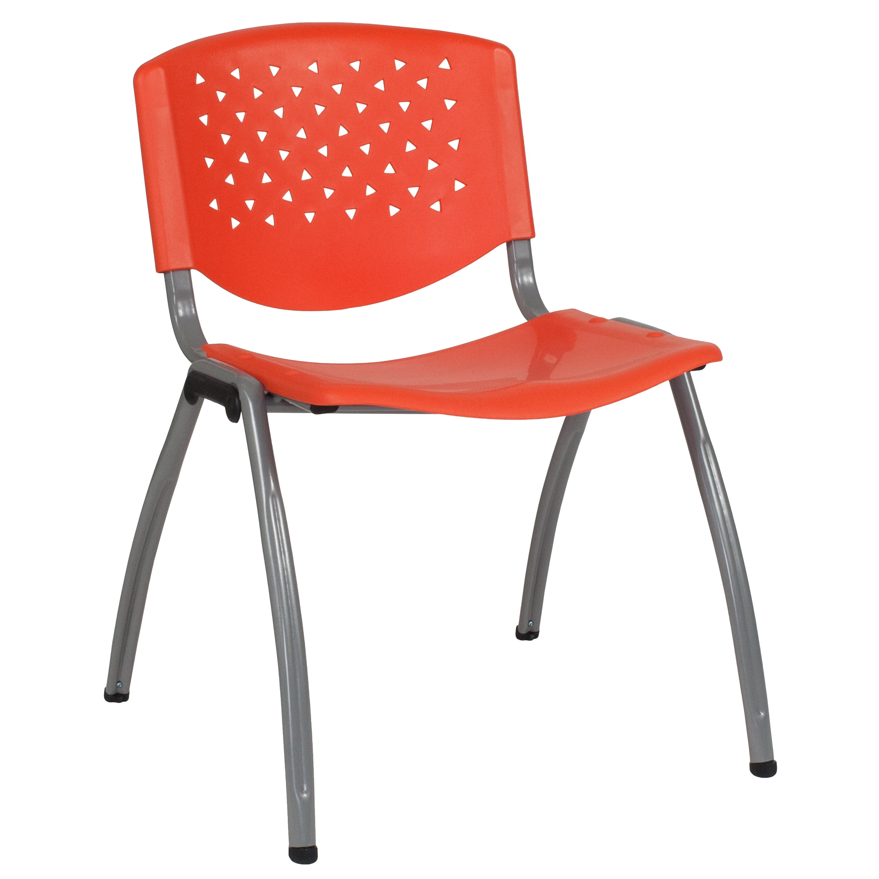 Flash HERCULES Series 880 lb. Capacity Orange Plastic Stack Chair with Titanium Gray Powder Coated Frame - RUT-F01A-OR-GG  