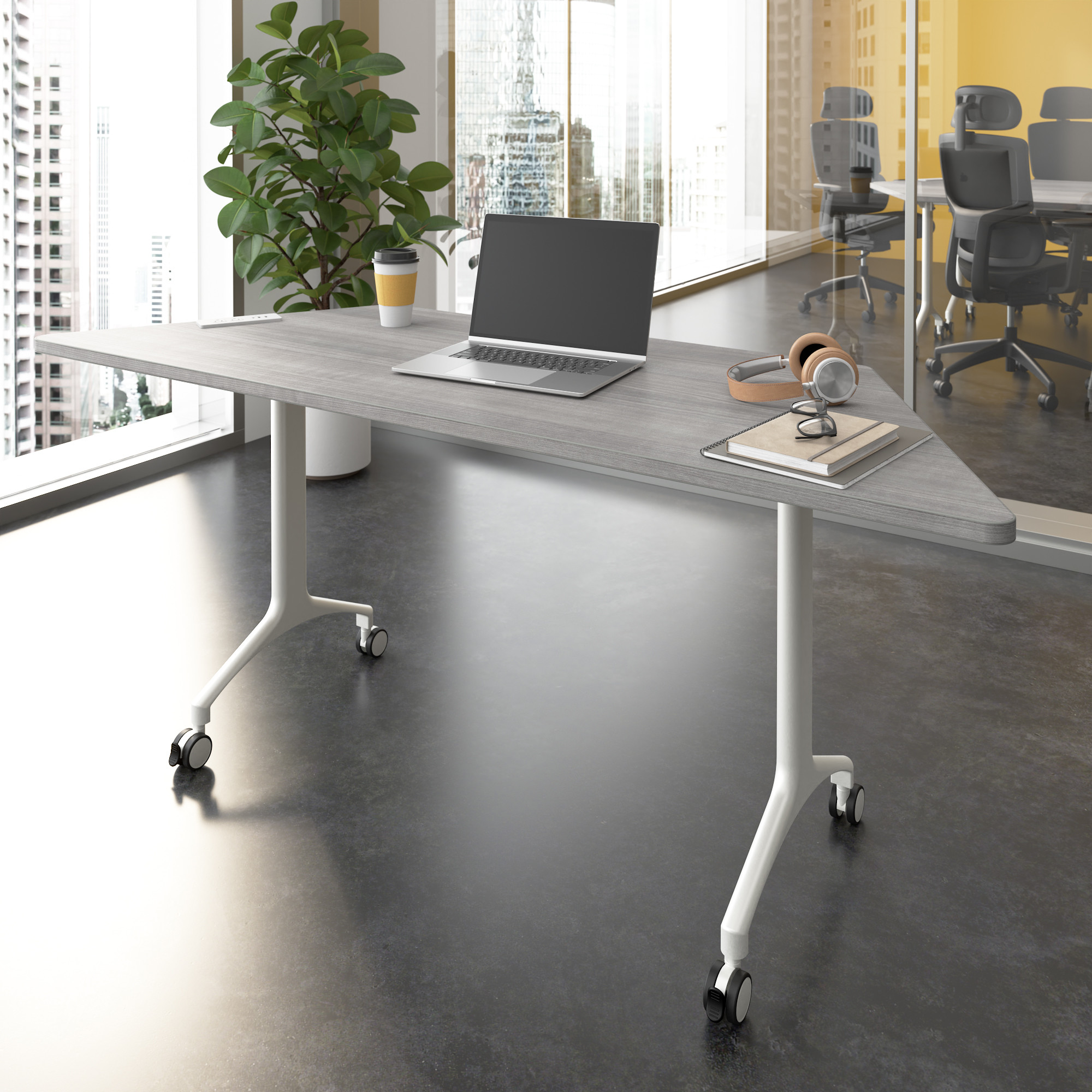 BBF Synergy 72-inch Trapezoid Modular Office Conference Table in Platinum Gray