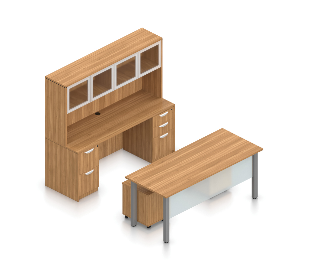 Offices To Go Typical Desk with Credenza and Hutch SL-2