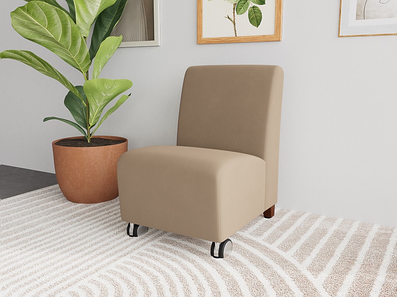 Lesro Siena Series Armless Guest Chair With Casters SN1102C