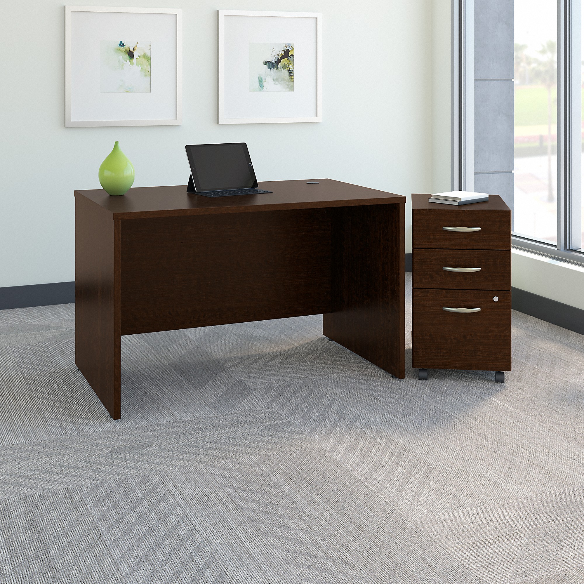 BBF Series C 48W x 30D Office Desk with Mobile File Cabinet