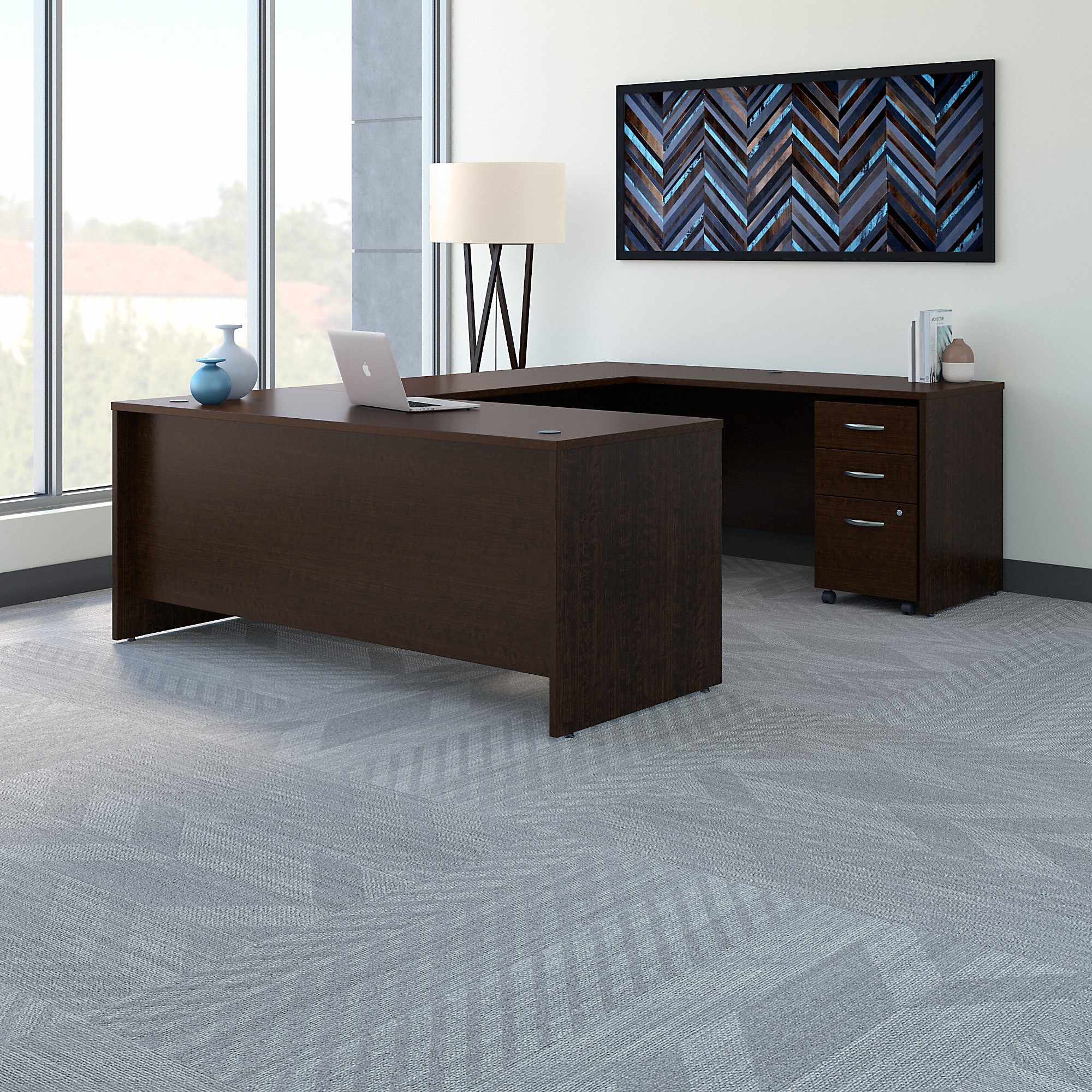 BBF Series C 72W x 30D U Shaped Desk with Mobile File Cabinet