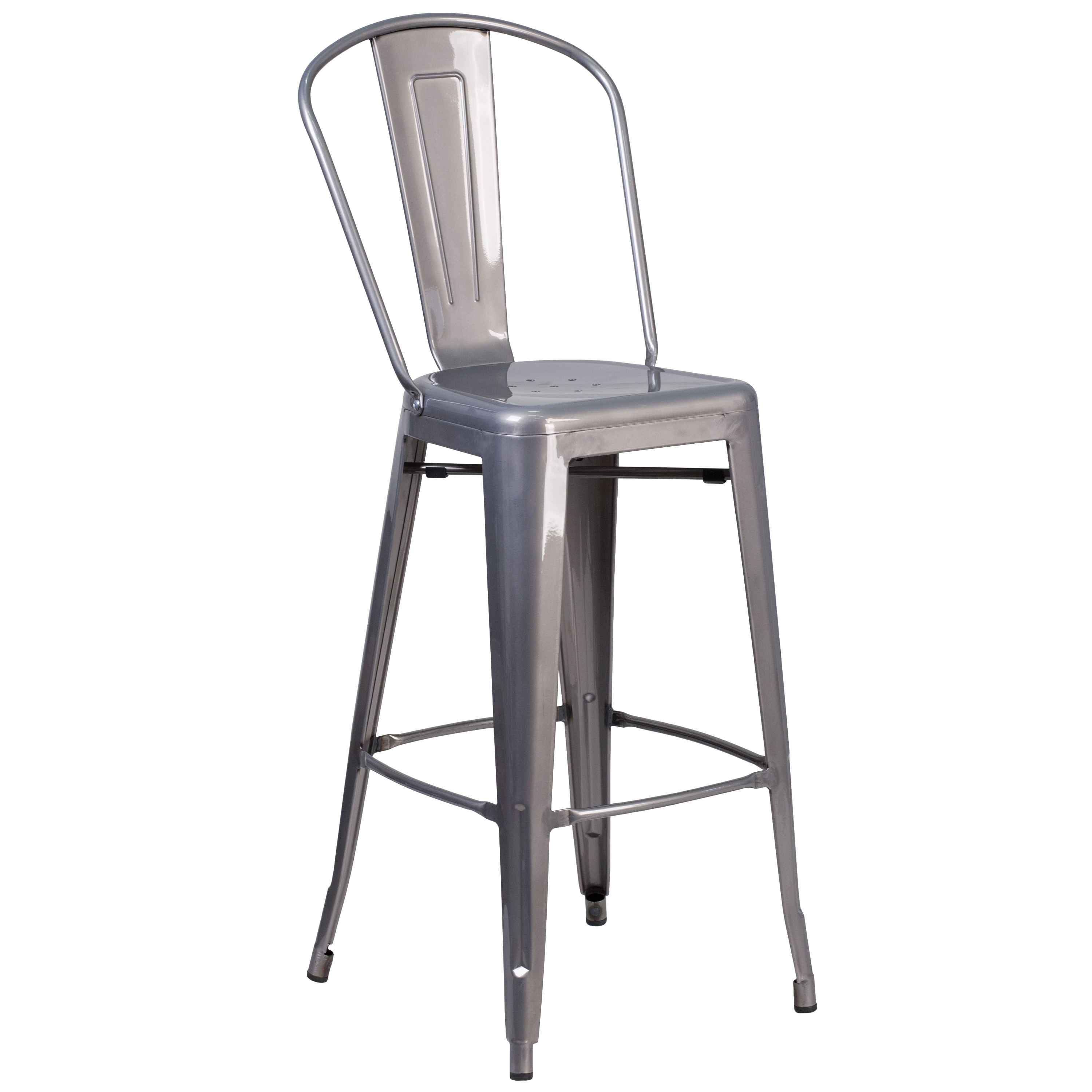 Flash 30'' High Clear Coated Indoor Barstool with Back with Back - XU-DG-TP001B-30-GG 